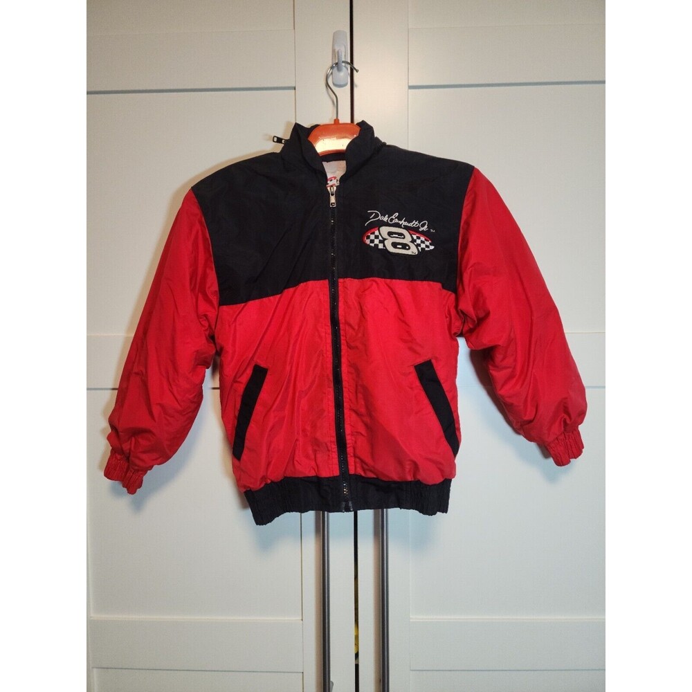 Dale Earnhardt Jr. Youth Jacket – Red & Black Racing Full-Zip Windbreaker – Boys